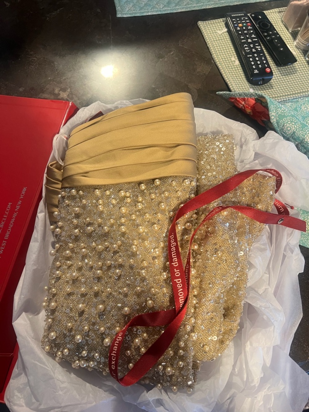 Pearl & Sequin Gold Evening dress